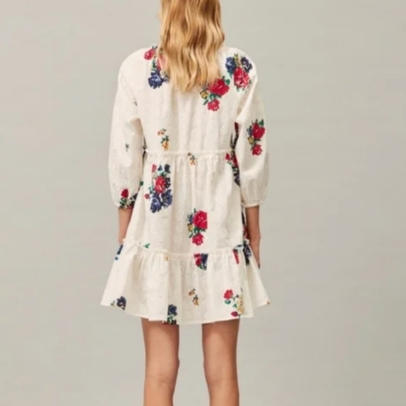 Tory Burch Floral Embroidered Ruffle Dress - Picture 3 of 11